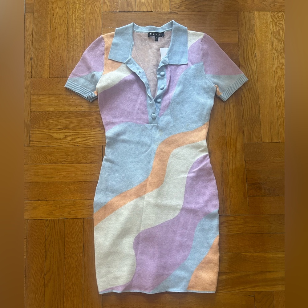 Blue Blush Pastel Wave Mini Dress
